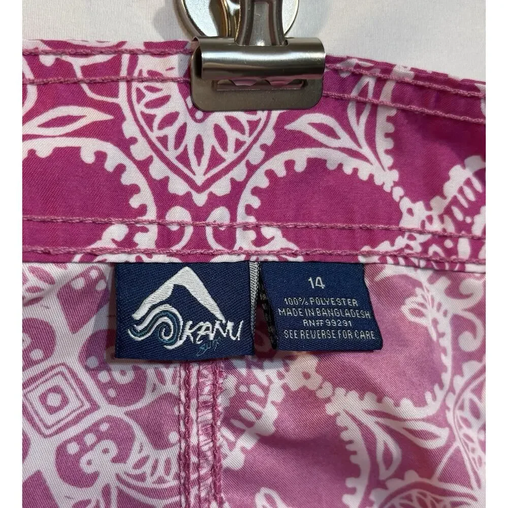 Kanu Surf Youth Size 14 Pink White Floral Board Shorts Swim Trunks